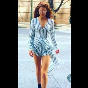 black and white stripped romper